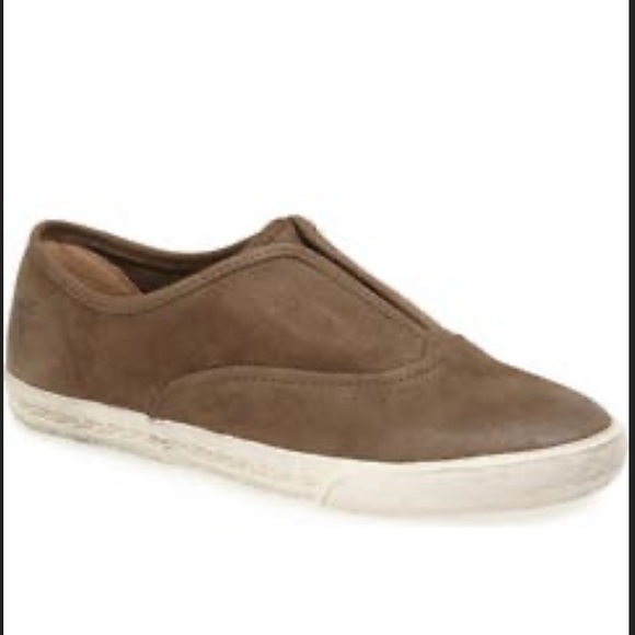 Frye Mindy Slip On Oxford Sneakers Gray Taupe Leather 8.5 Casual Academia Retro - Picture 12 of 12